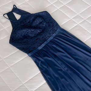 David’s Bridal Open Back Halter Bridesmaid Dress